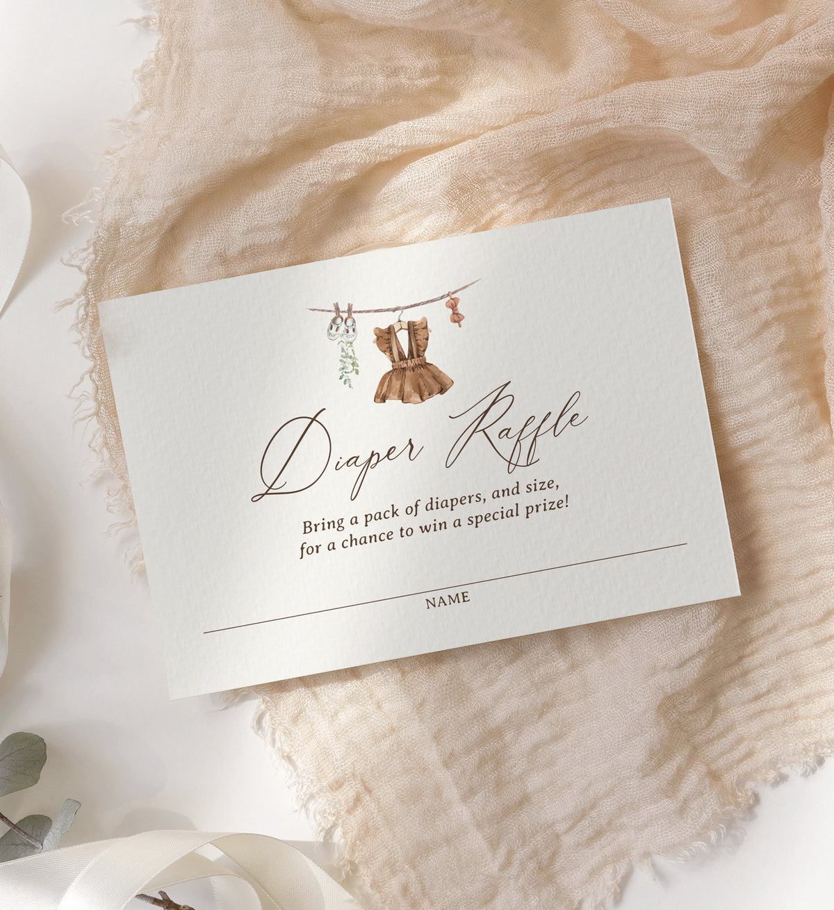 Boho Girl Baby Clothes Diaper Raffle Ticket Template