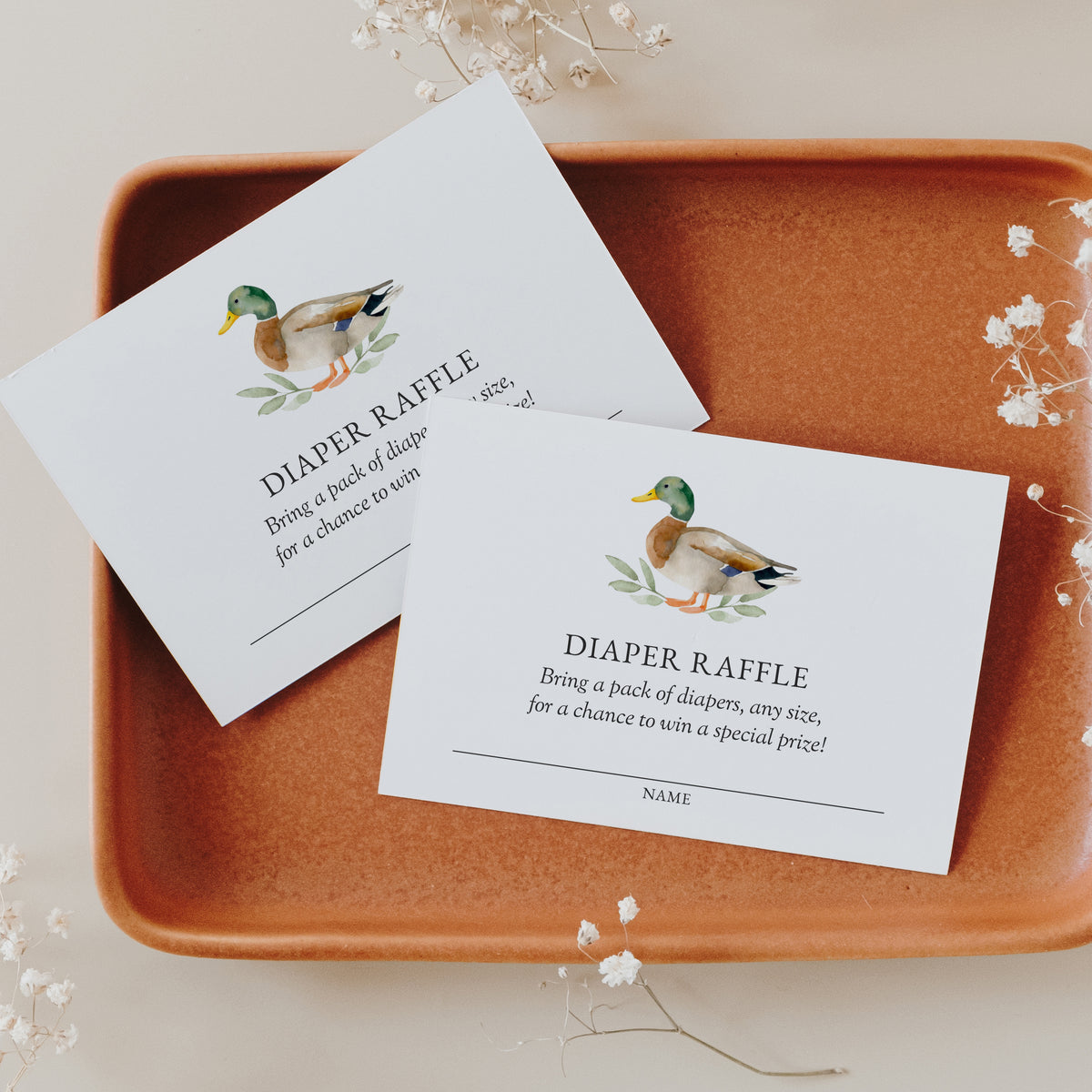 Editable Duck Baby Shower Diaper Raffle Ticket Template
