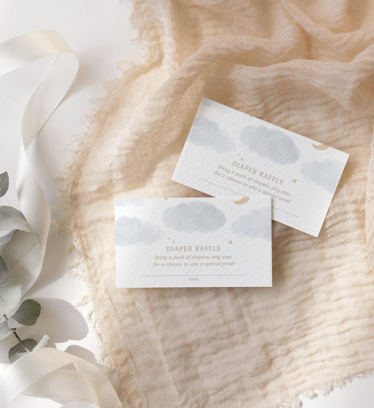 Editable Over the Moon Baby Shower Invitation Suite Template - Set of 3