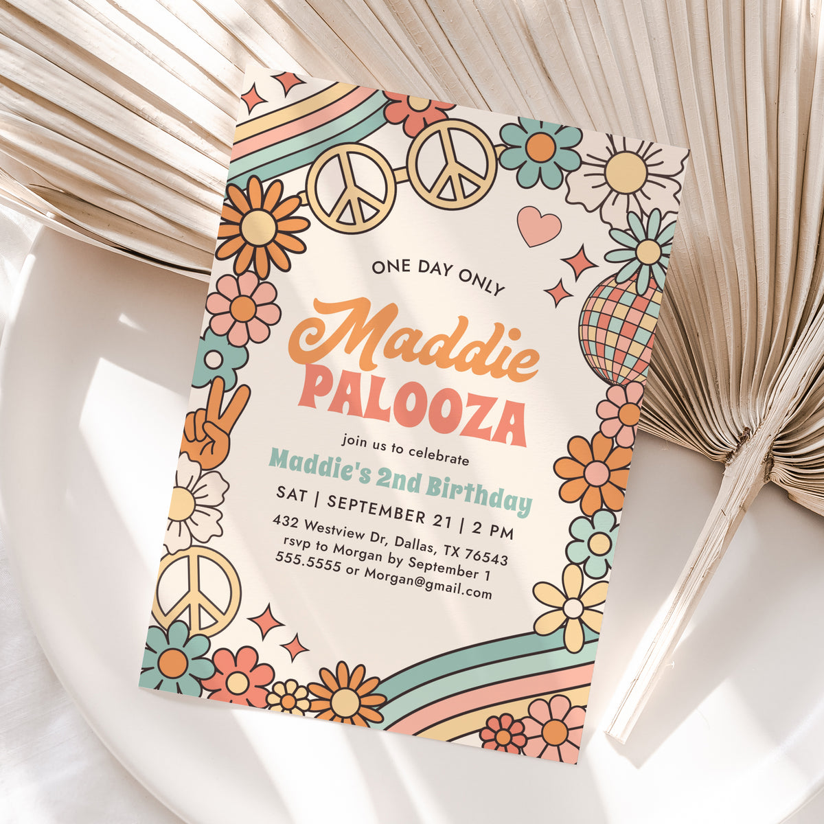 Editable Retro Palooza Birthday Invitation