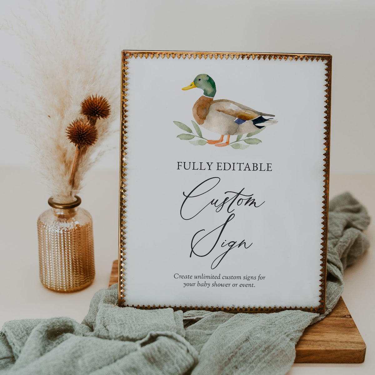 Editable Duck Baby Shower Custom Sign Template