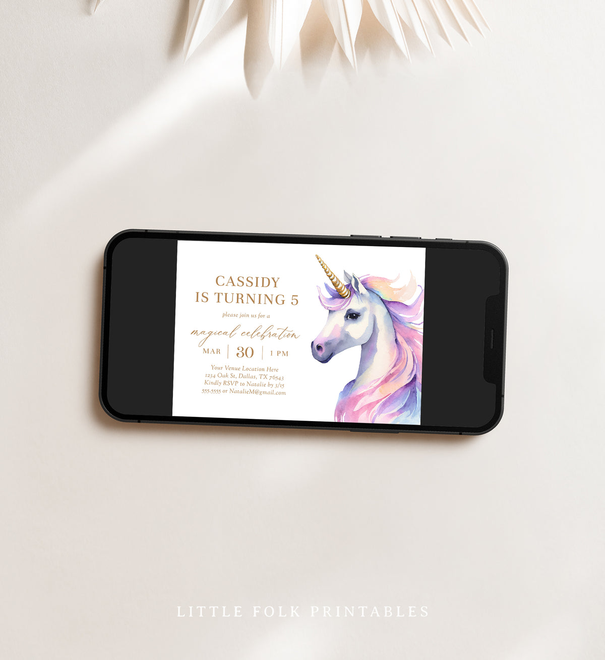Editable Pastel Rainbow Unicorn Birthday Invitation Template
