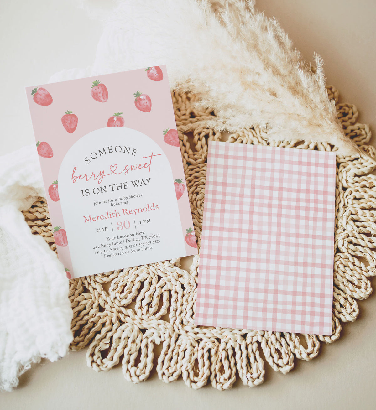 Strawberry Baby Shower Invitation Template