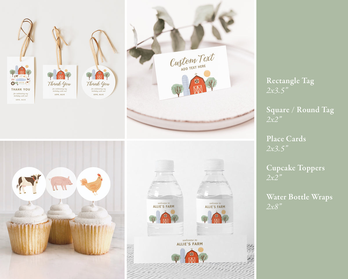 Editable Farm Any Age Birthday Bundle