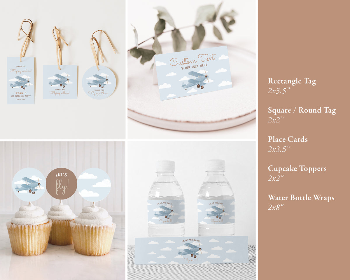 Editable Airplane Any Age Birthday Bundle