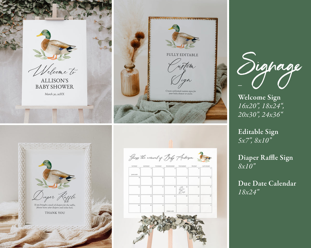 Editable Duck Baby Shower Invitation Bundle