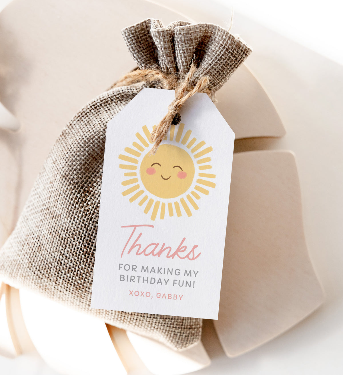 Editable Little Sunshine Birthday Favor Tag Template