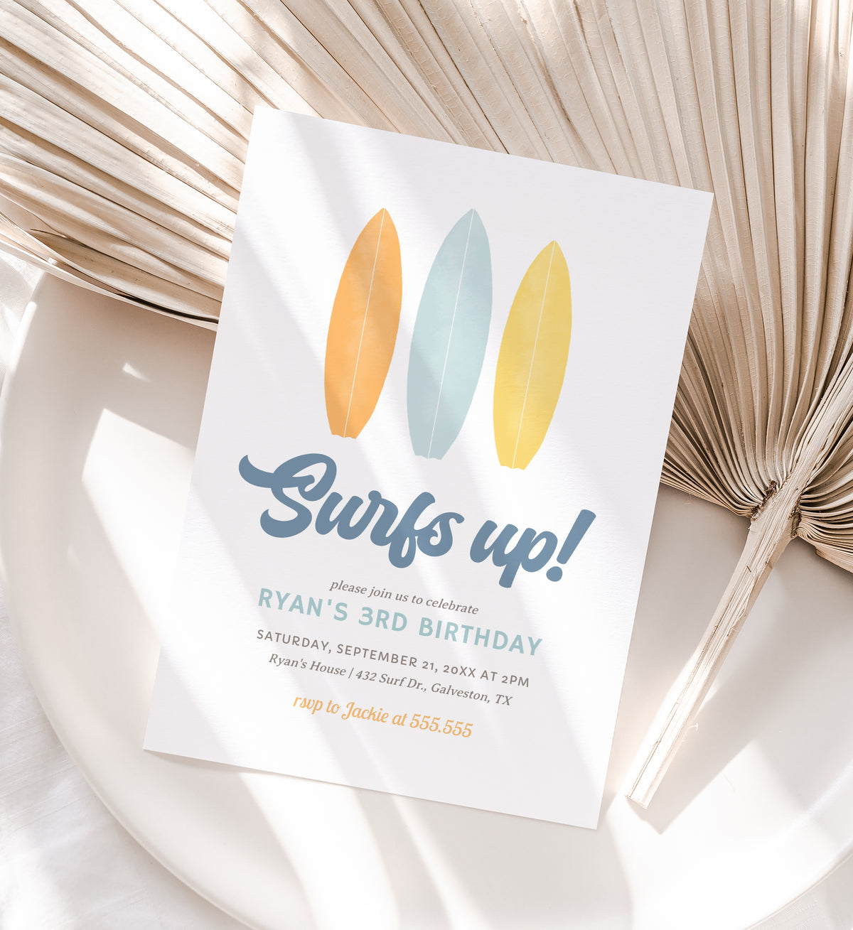 Surf's Up Birthday Invitation Template