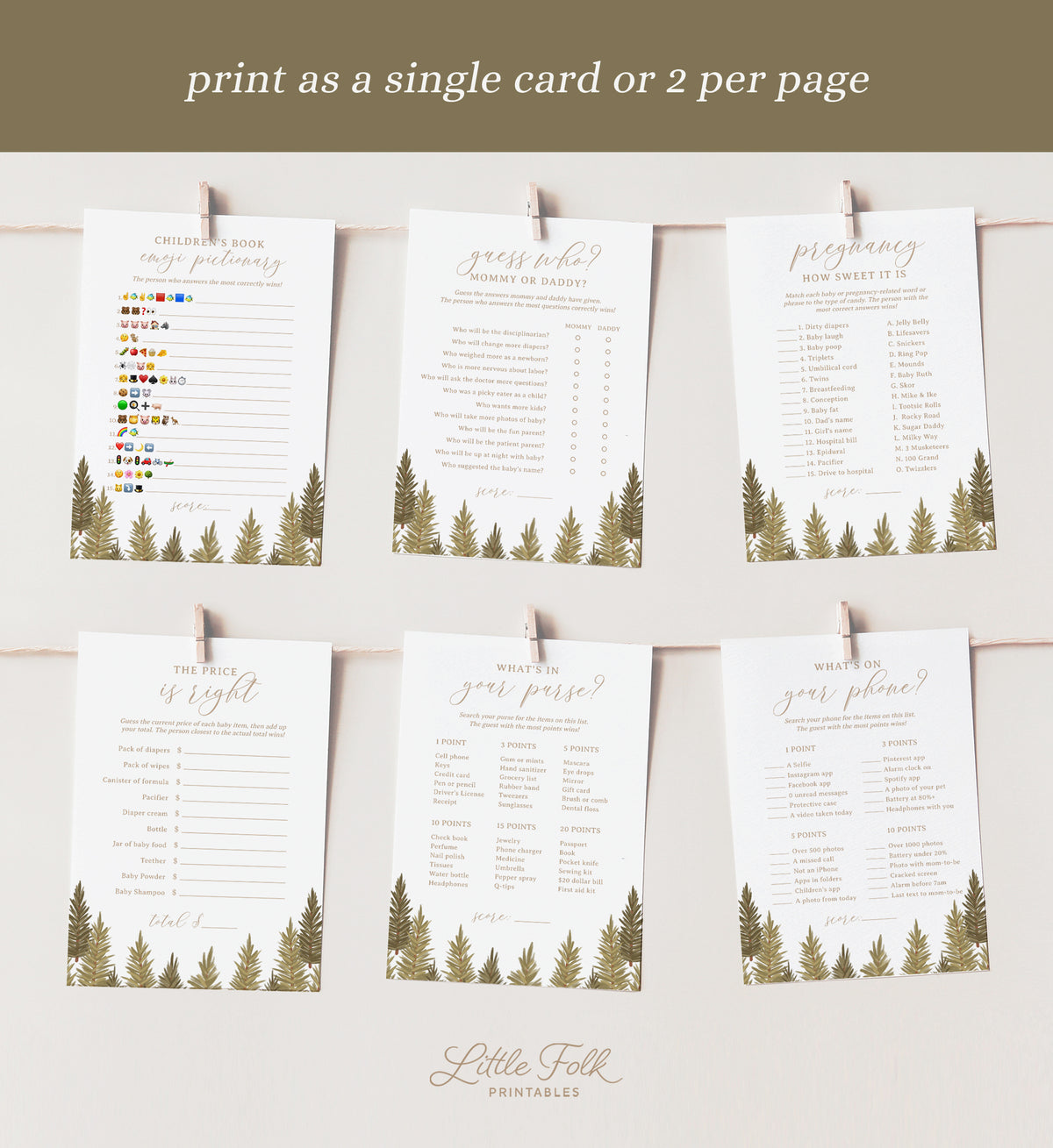 Editable Woodland Baby Shower Games Bundle