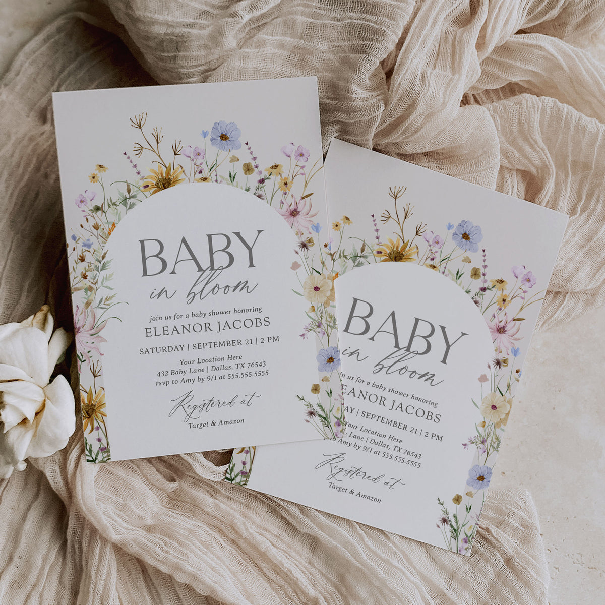 Editable Wildflower Baby in Bloom Baby Shower Invitation Template