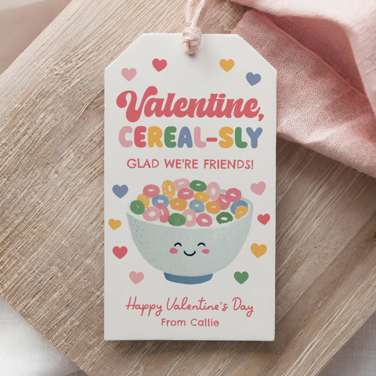 Cereal Valentine's Tag Template