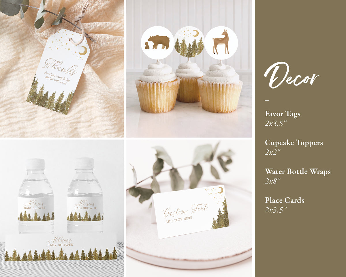 Editable Woodland Baby Shower Invitation Bundle