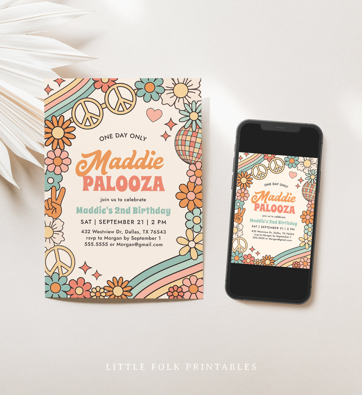 Editable Retro Palooza Birthday Invitation