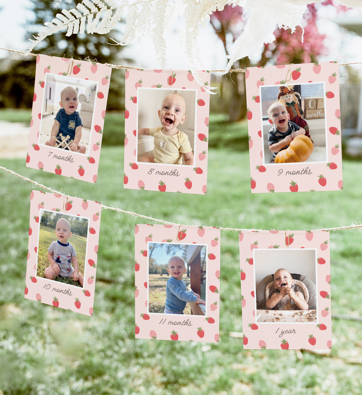 Editable Strawberry Birthday Photo Banner Template