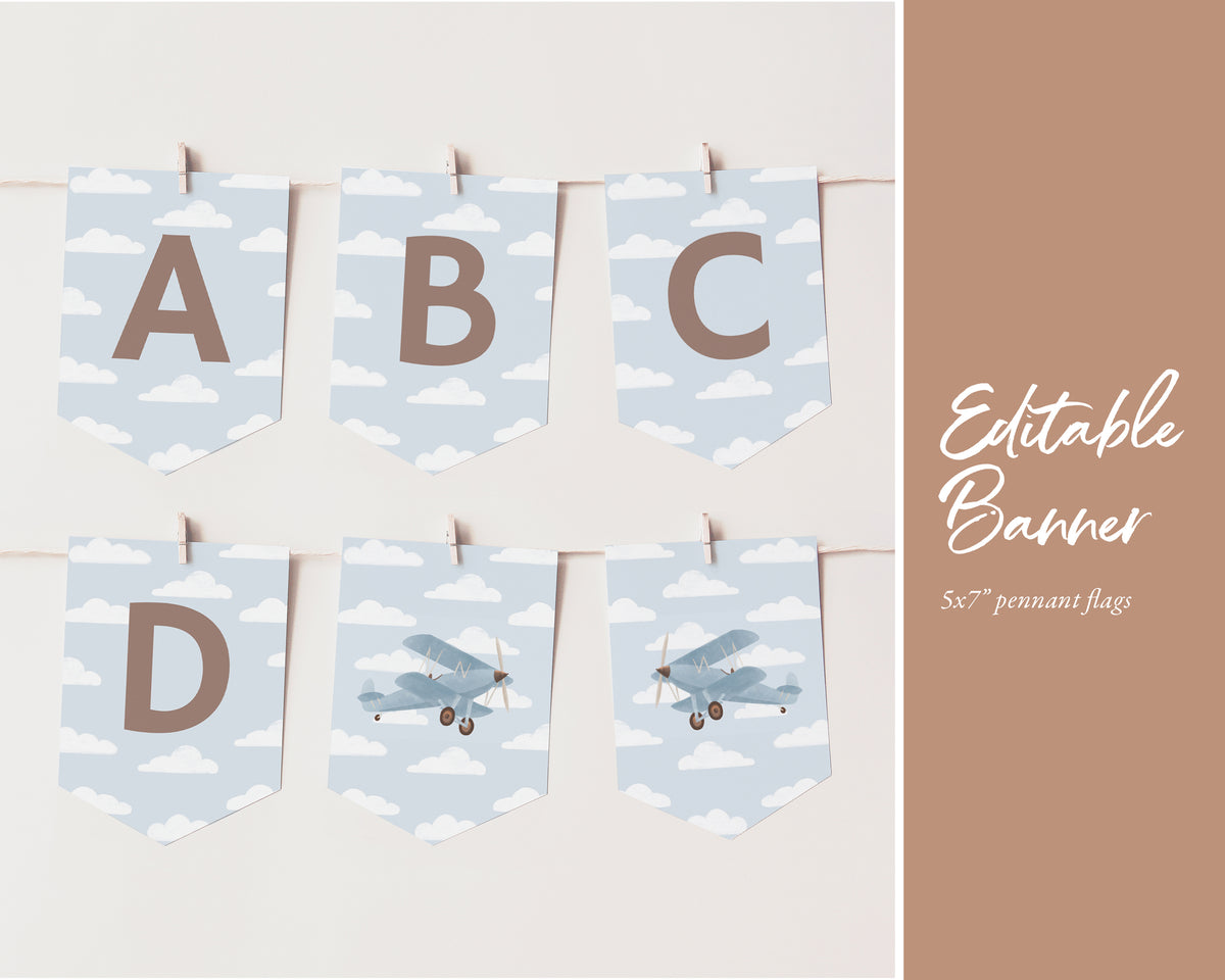 Editable Airplane Any Age Birthday Bundle