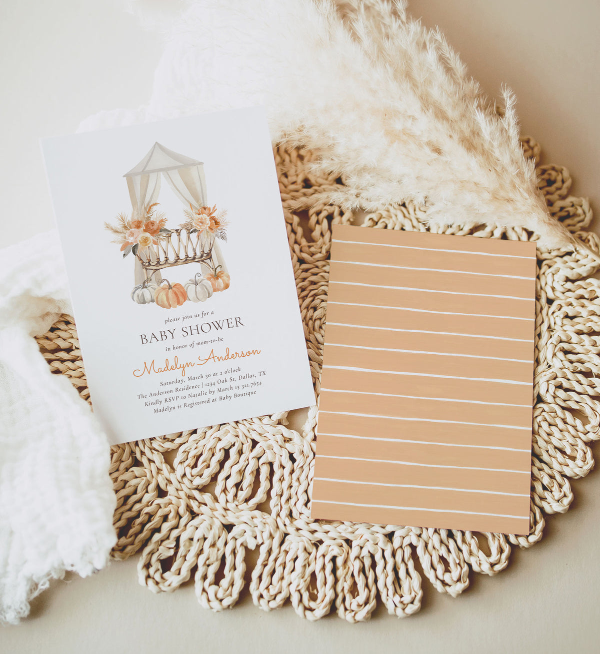 Fall Bassinet Baby Shower Invitation Template