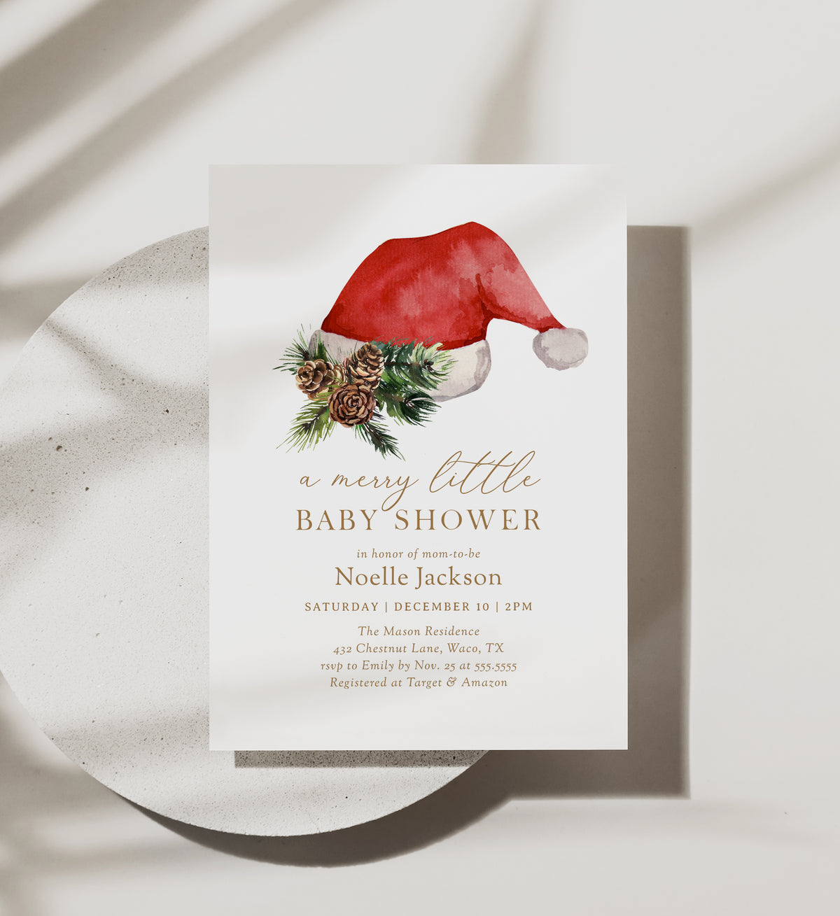 Santa Hat Baby Shower Invitation