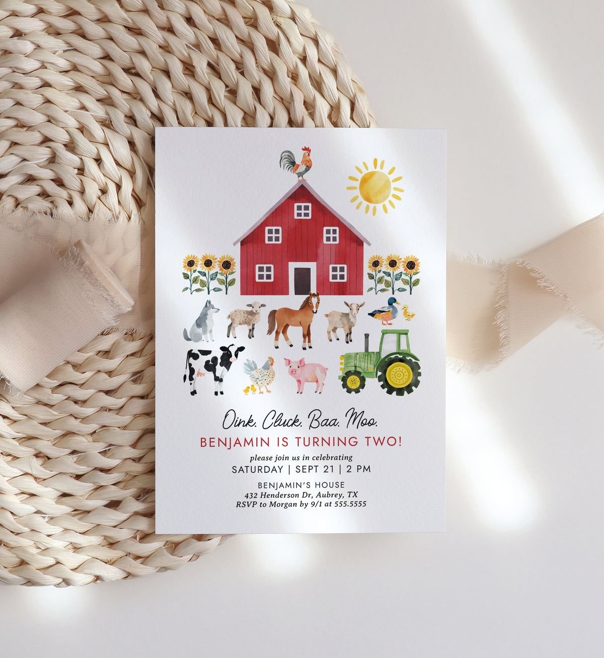 Editable Farm Animals Birthday Invitation Template