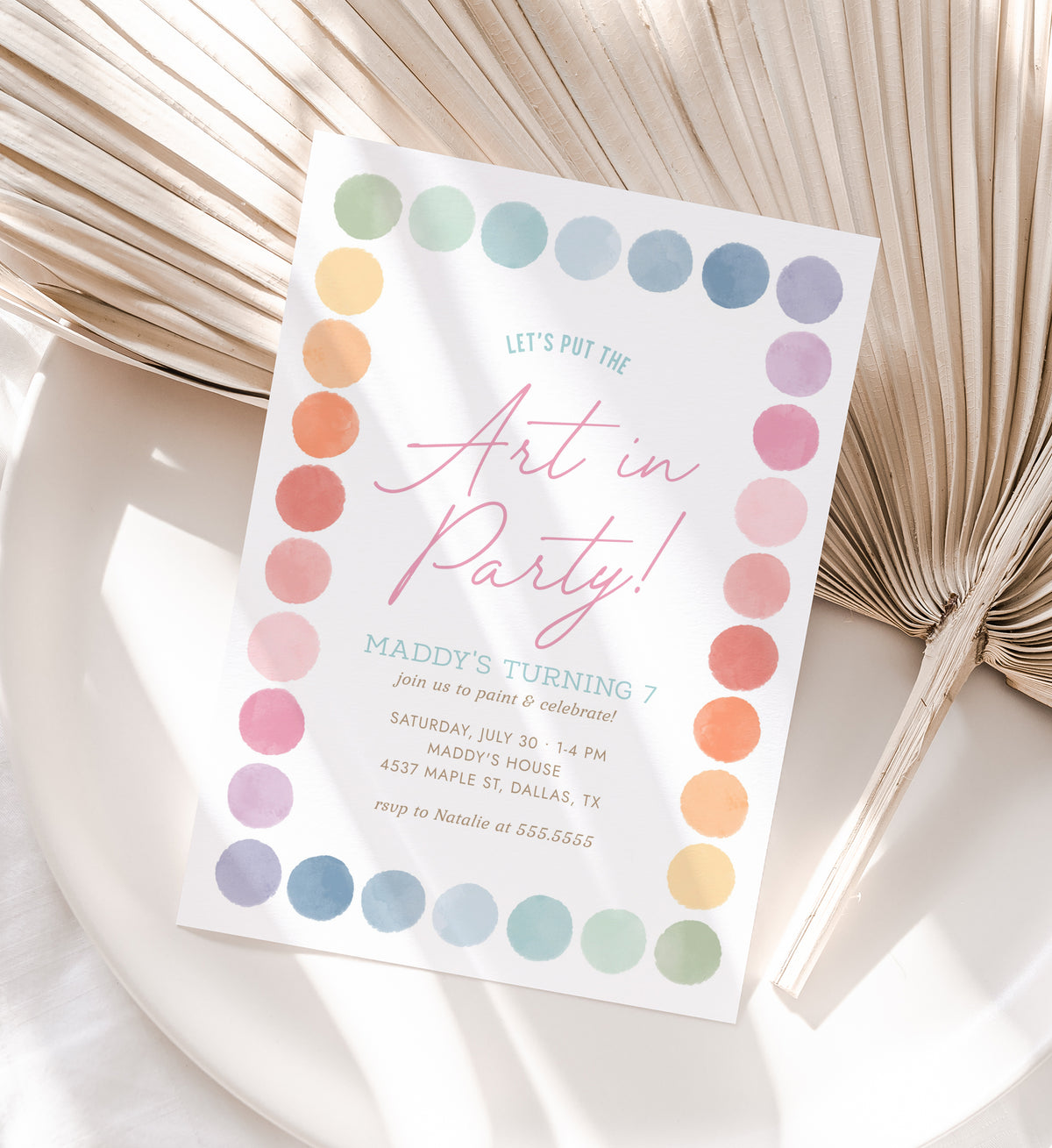 Editable Art Birthday Party Invitation Template