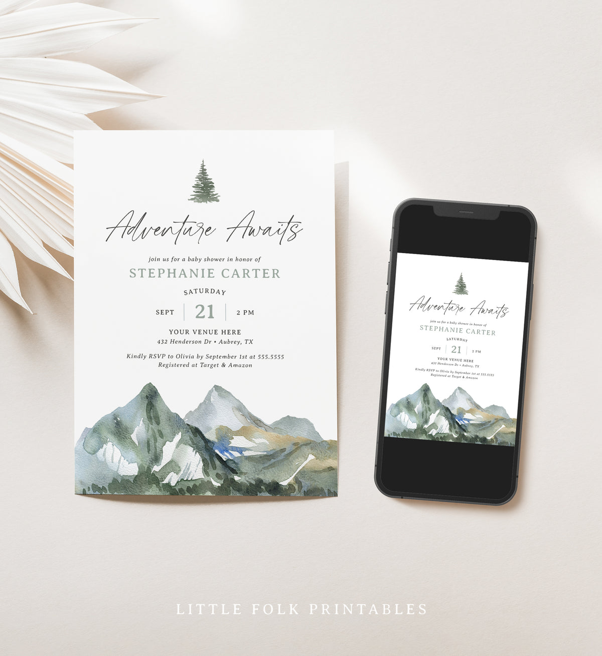 Mountain Baby Shower Invitation Template
