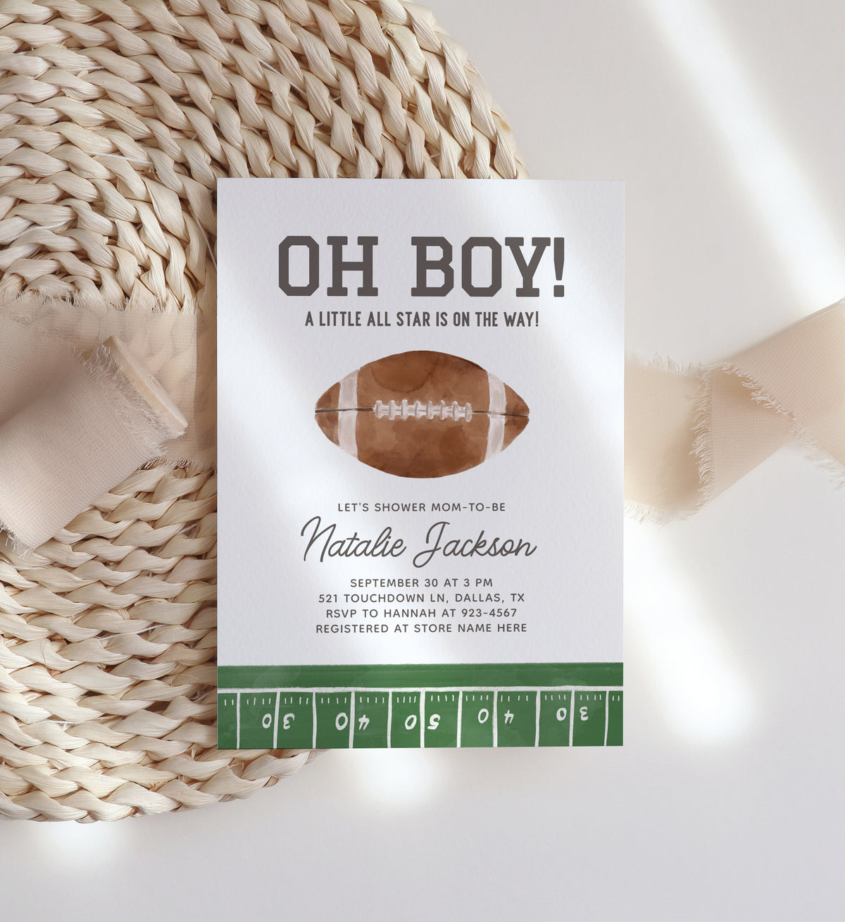 Editable Football Baby Shower Invitation Template