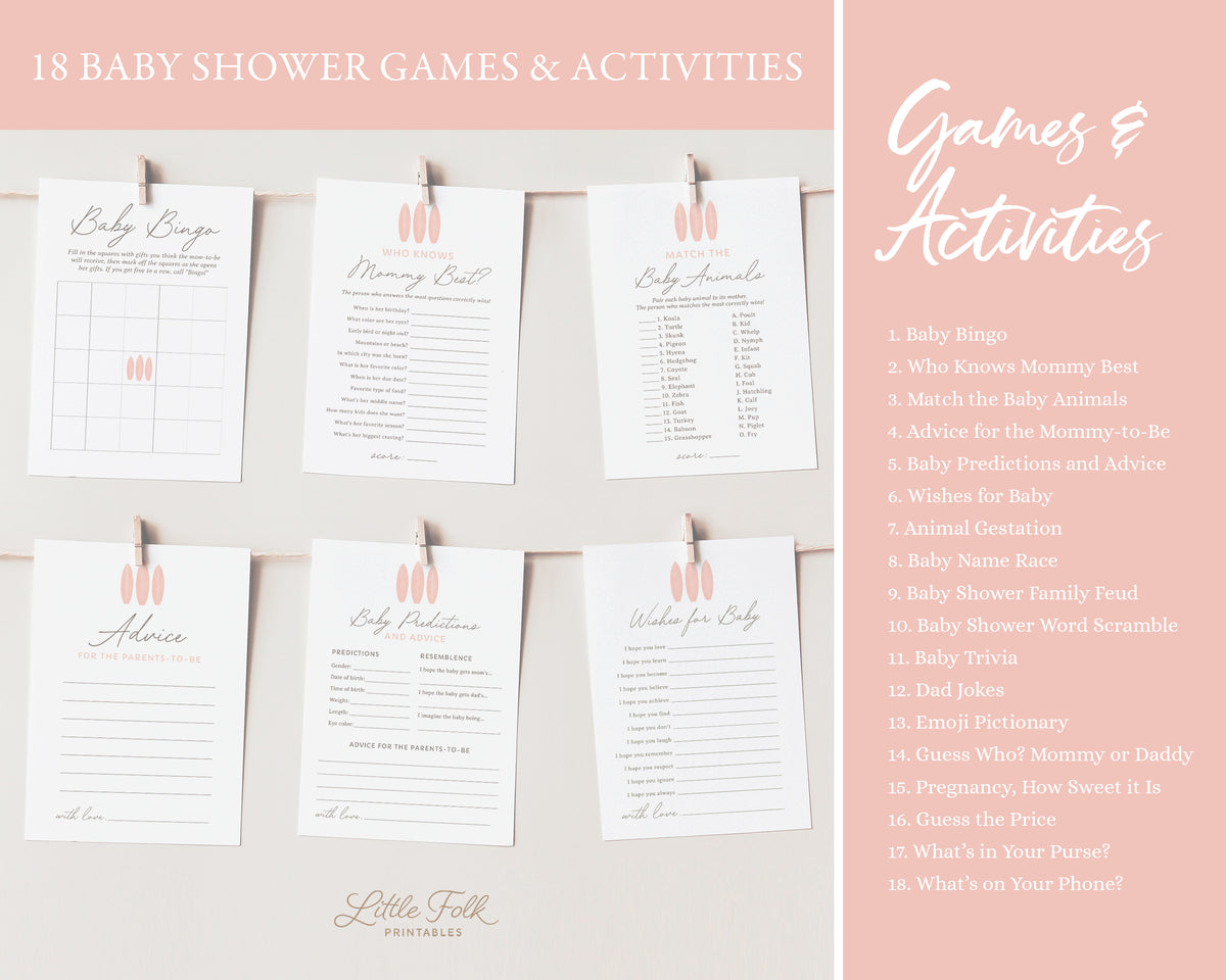 Editable Pink Surfboard Baby Shower Invitation Bundle