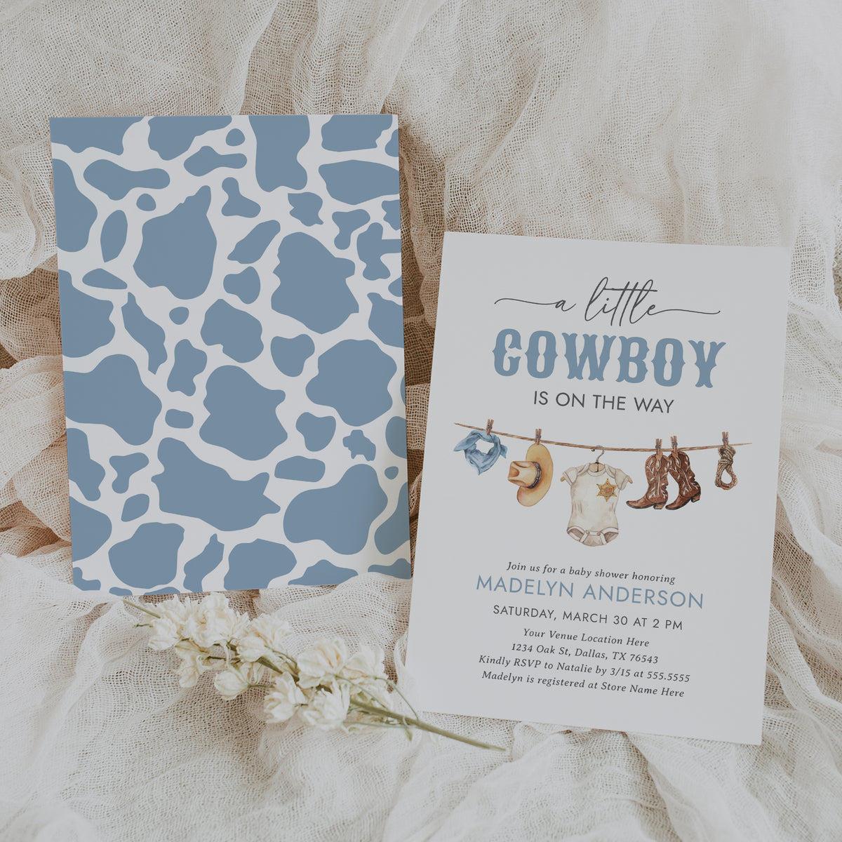Cowboy Clothesline Baby Shower Invitation Template