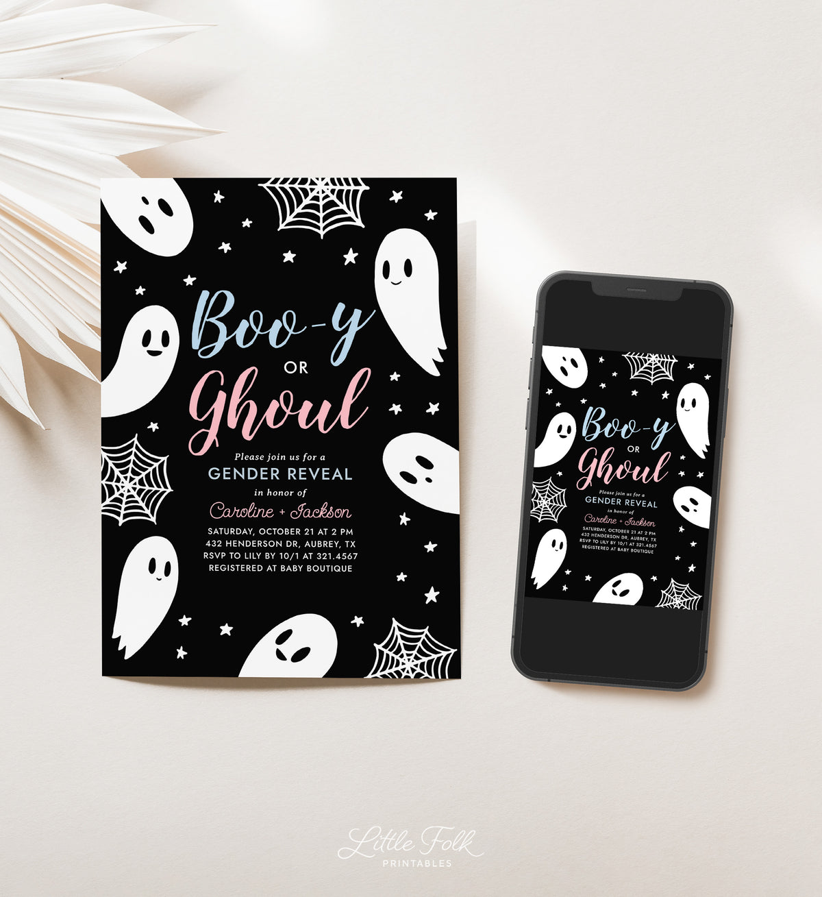 Ghost Gender Reveal Invitation Template