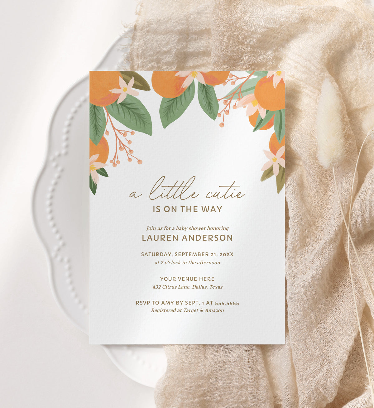 A Little Cutie is on the Way Baby Shower Invitation Template