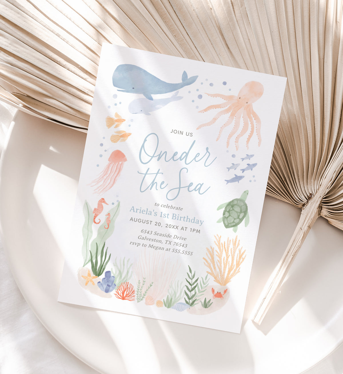 Editable Oneder the Sea Birthday Invitation Template