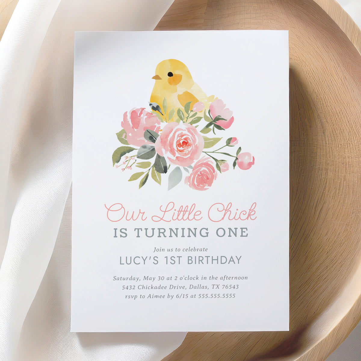 Editable Little Chick Birthday Invitation Template