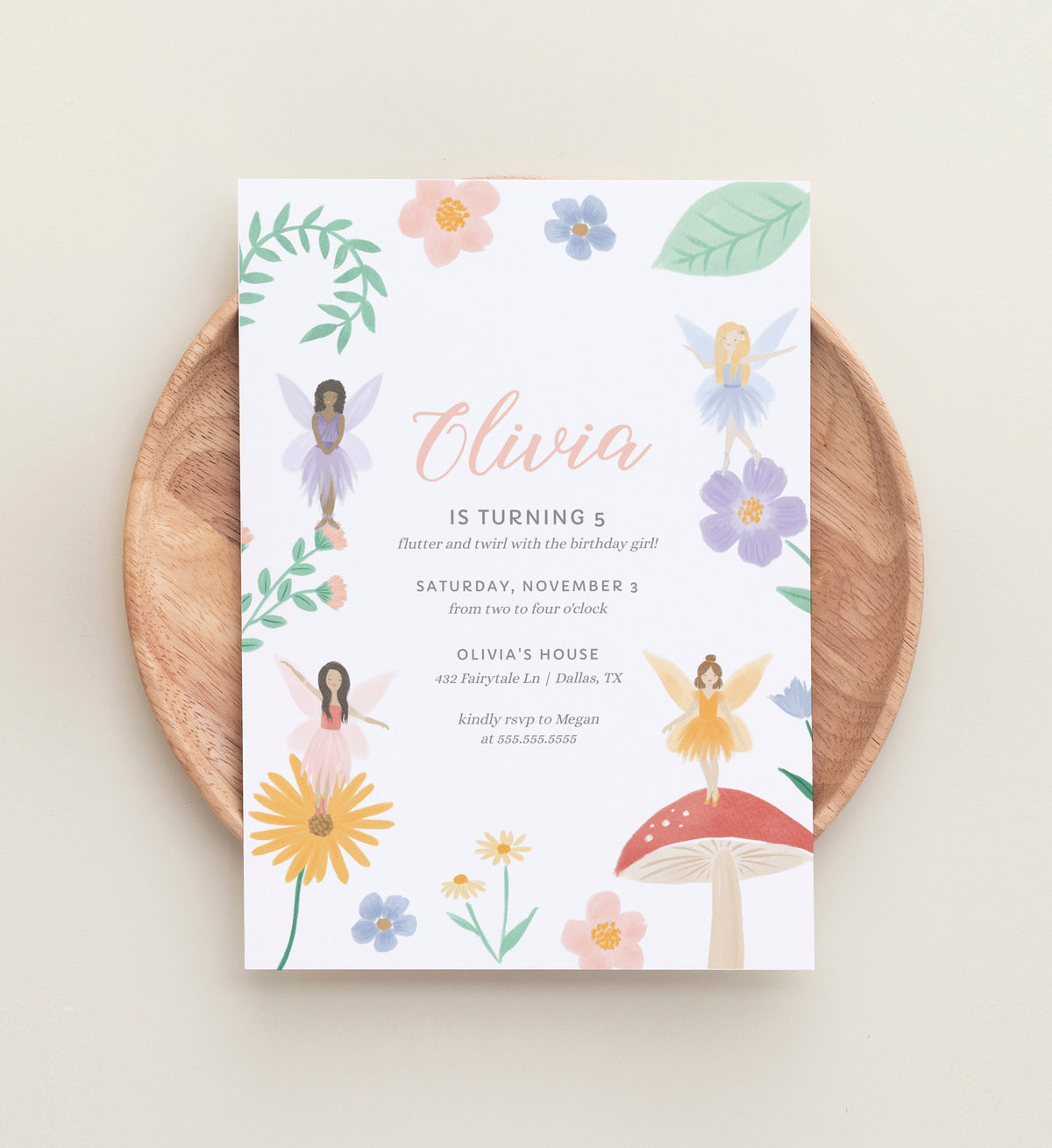 Editable Fairy Birthday Party Invitation Template