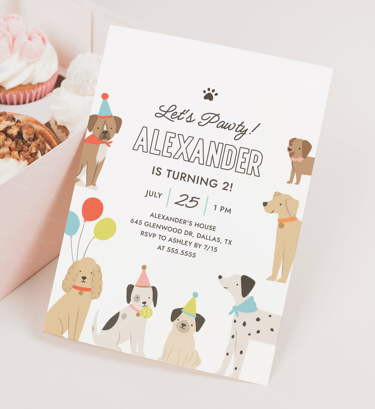 Editable Dog Birthday Party Invitation Template