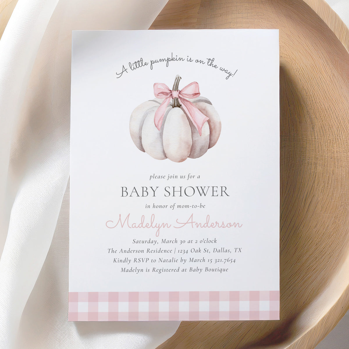 Pink Pumpkin Baby Shower Invitation Template