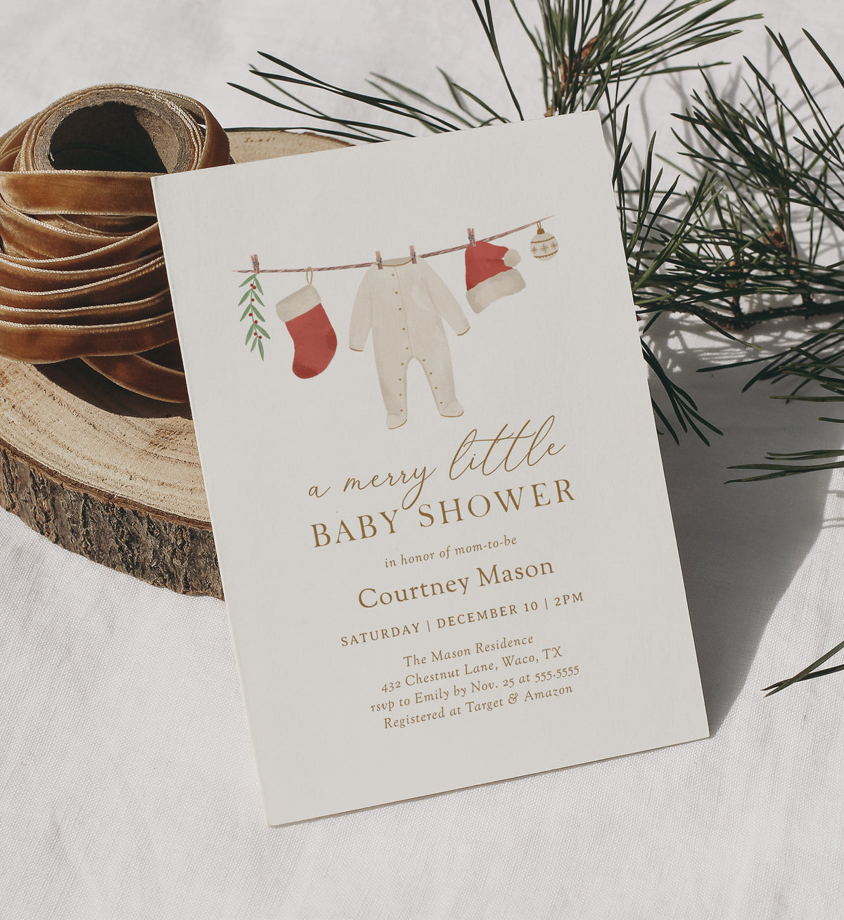 Editable Merry Little Baby Shower Invitation Template