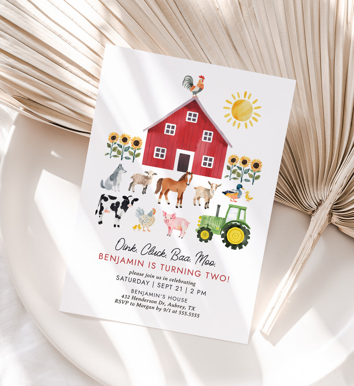 Editable Farm Animals Birthday Invitation Template