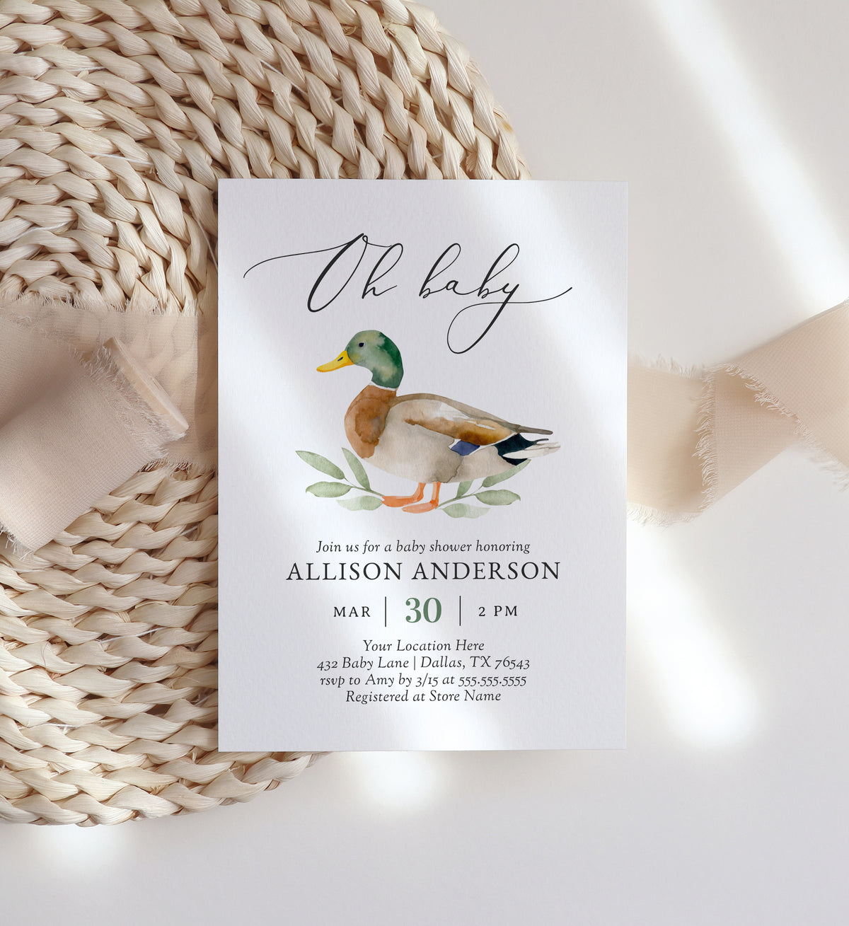 Editable Duck Baby Shower Invitation Template