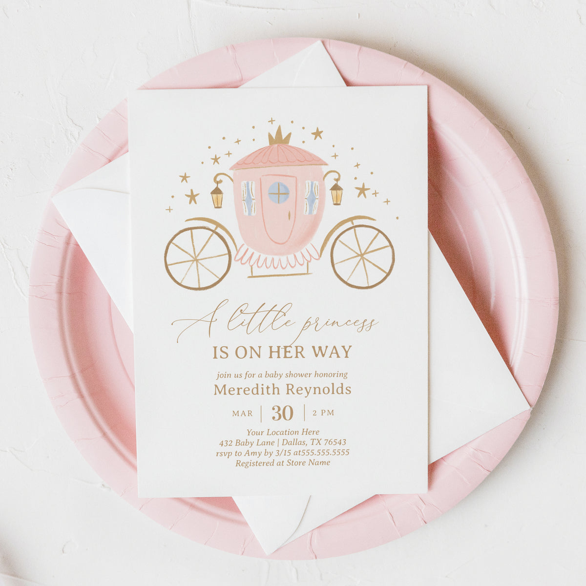 Editable Little Princess Baby Shower Invitation Template