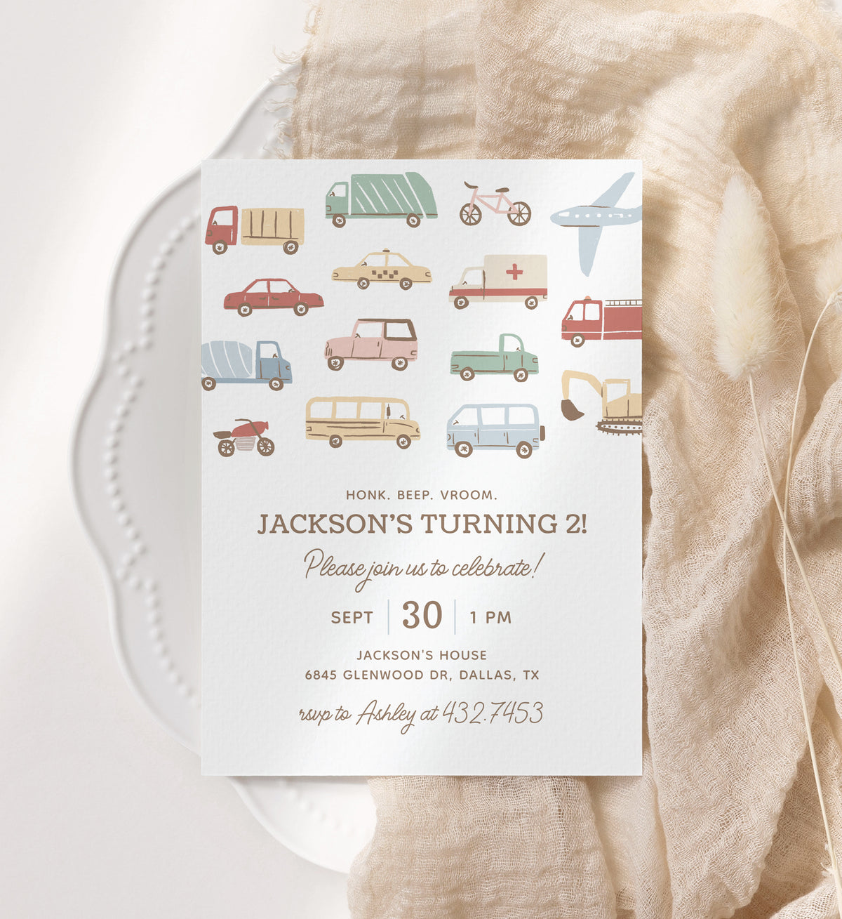 Editable Transportation Birthday Party Invitation Template