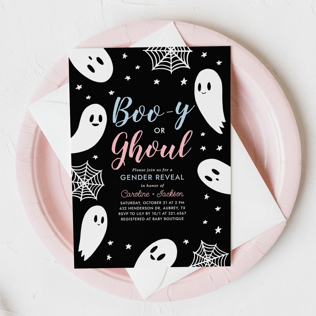 Ghost Gender Reveal Invitation Template