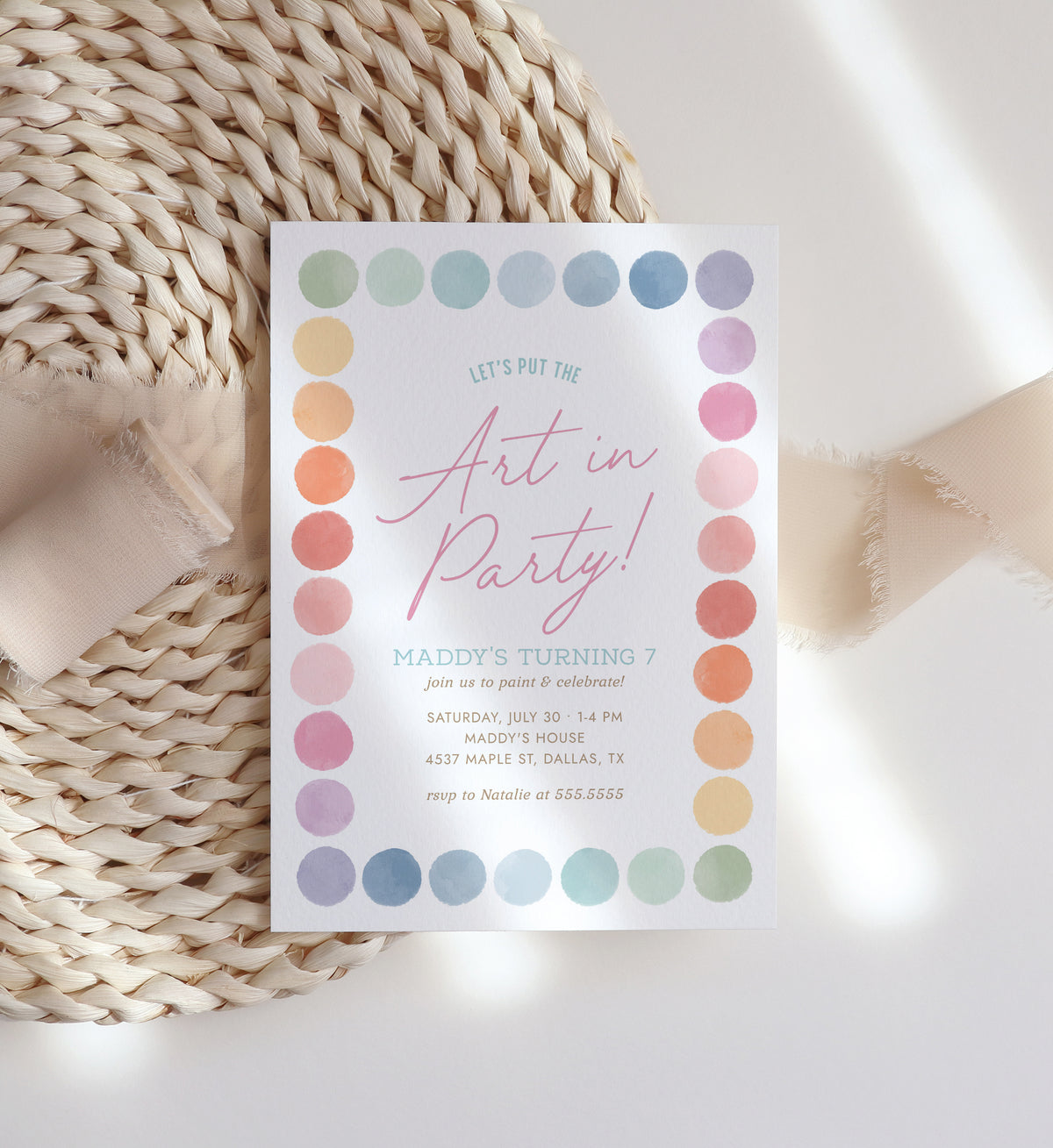 Editable Art Birthday Party Invitation Template