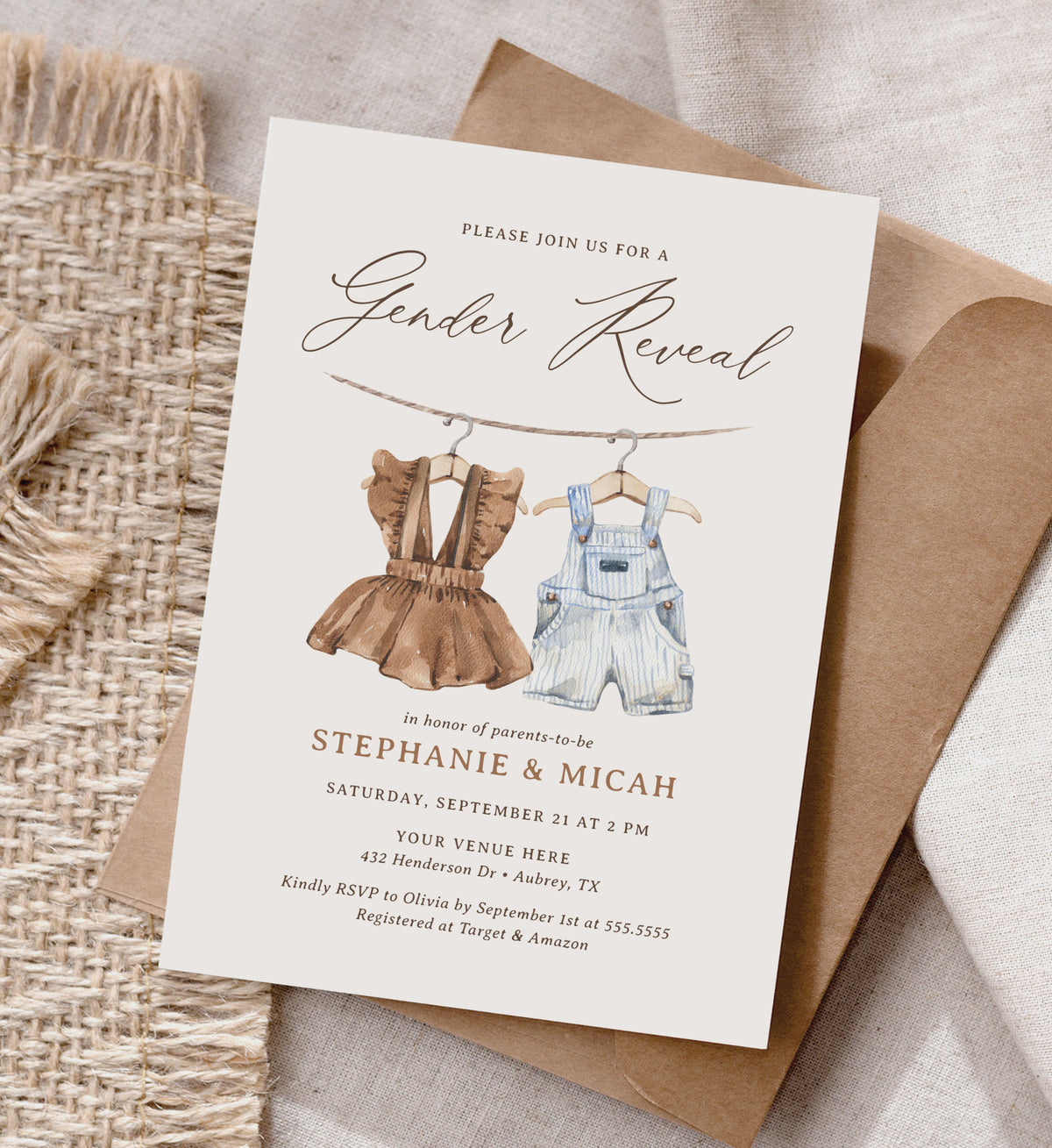 Baby Clothes Gender Reveal Invitation Template