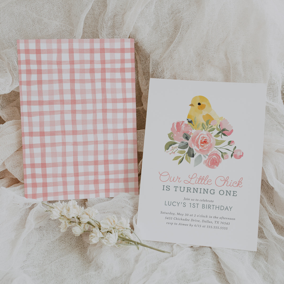 Editable Little Chick Birthday Invitation Template