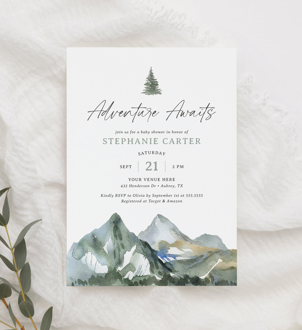 Mountain Baby Shower Invitation Template