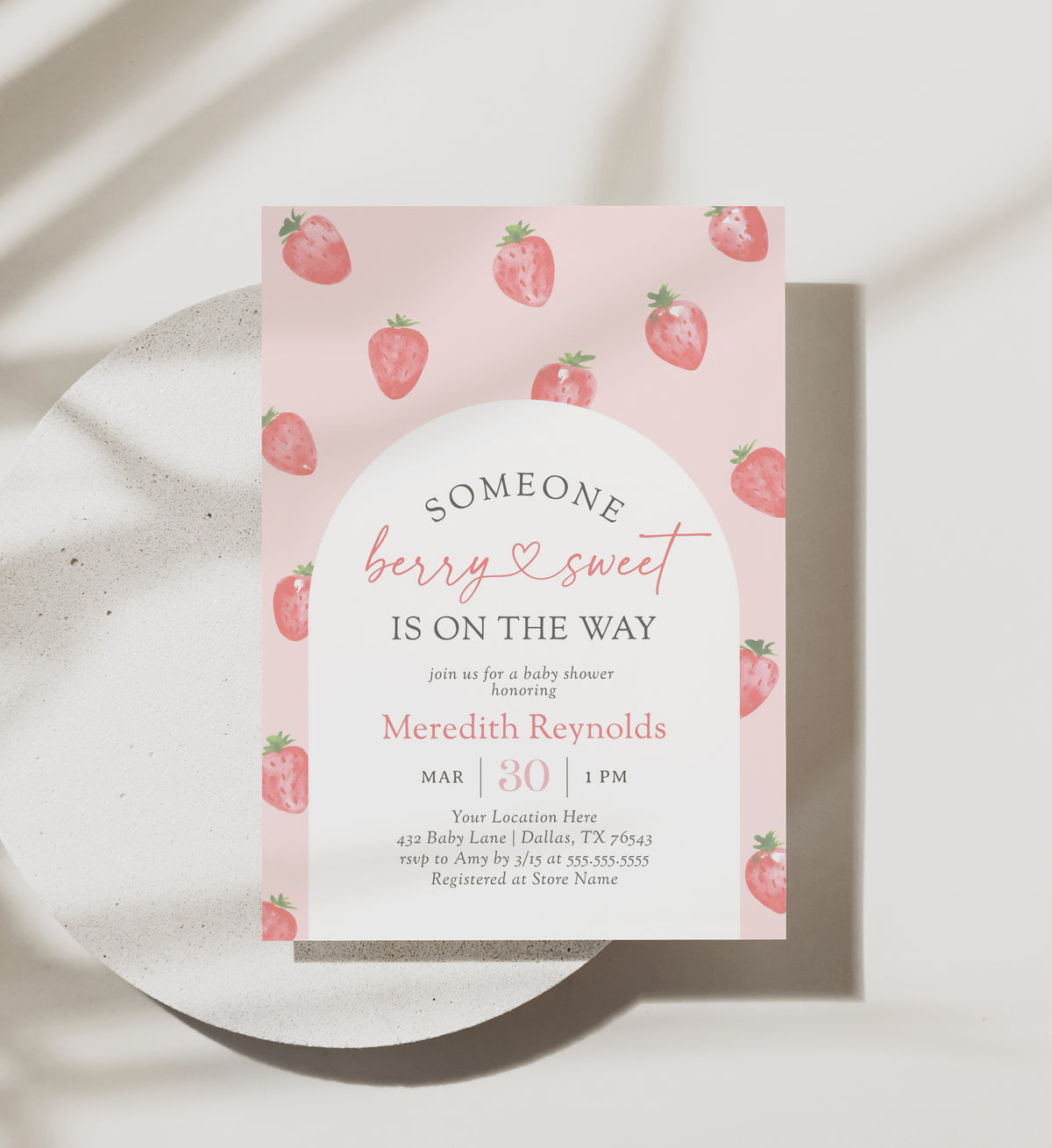 Strawberry Baby Shower Invitation Template