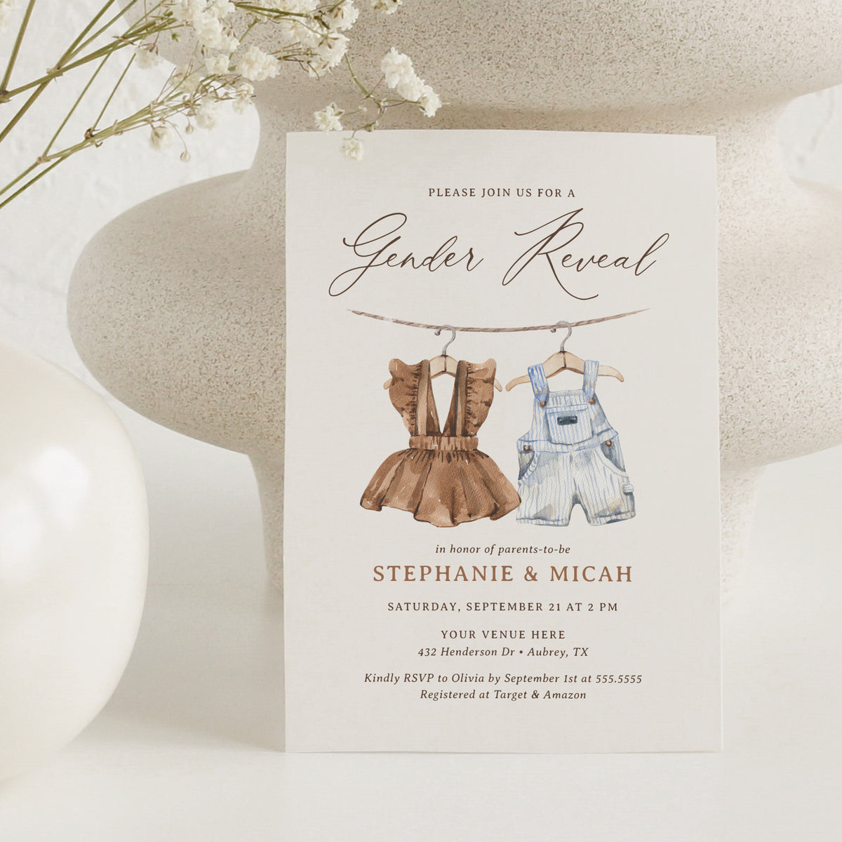Baby Clothes Gender Reveal Invitation Template