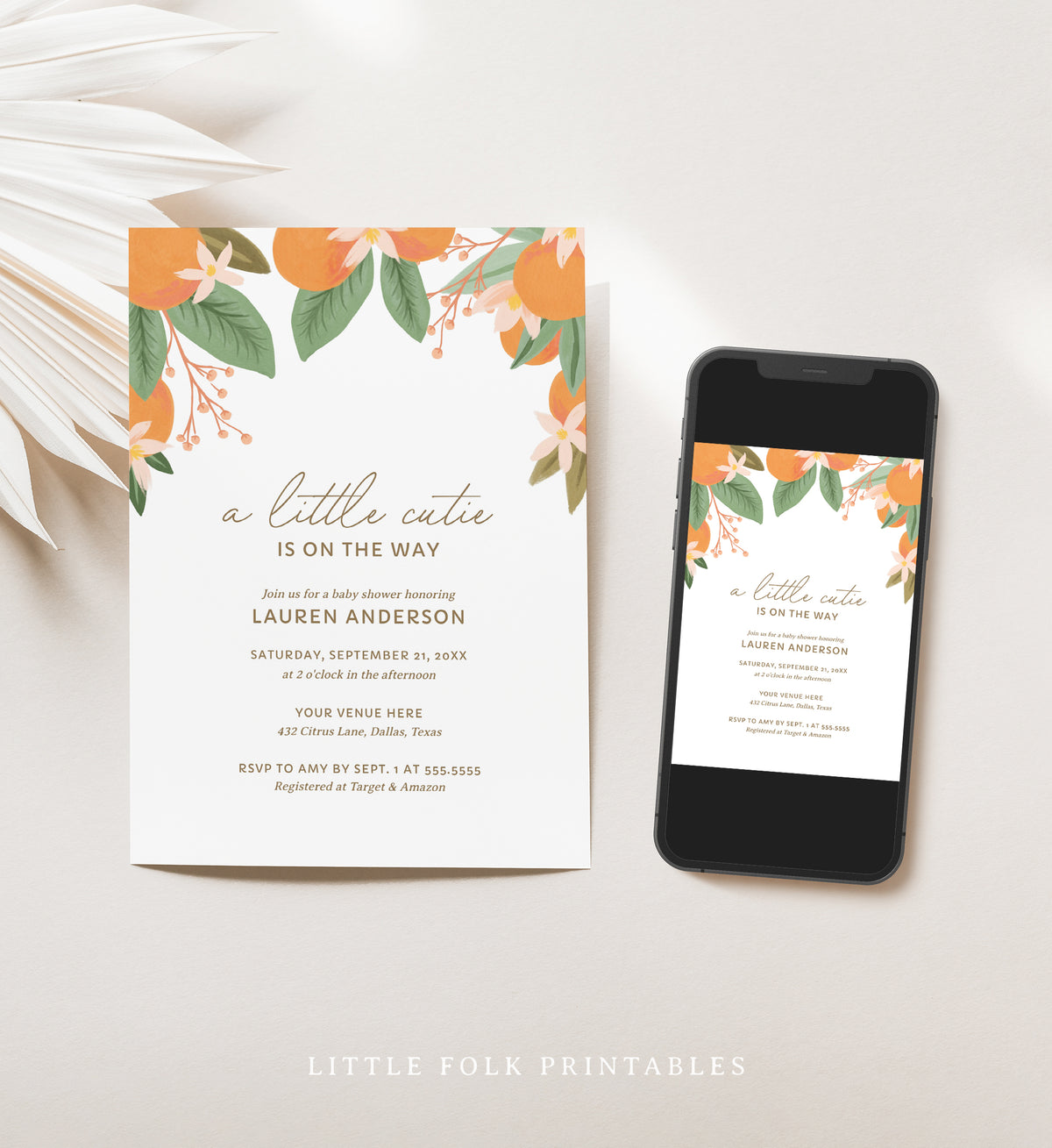 A Little Cutie is on the Way Baby Shower Invitation Template