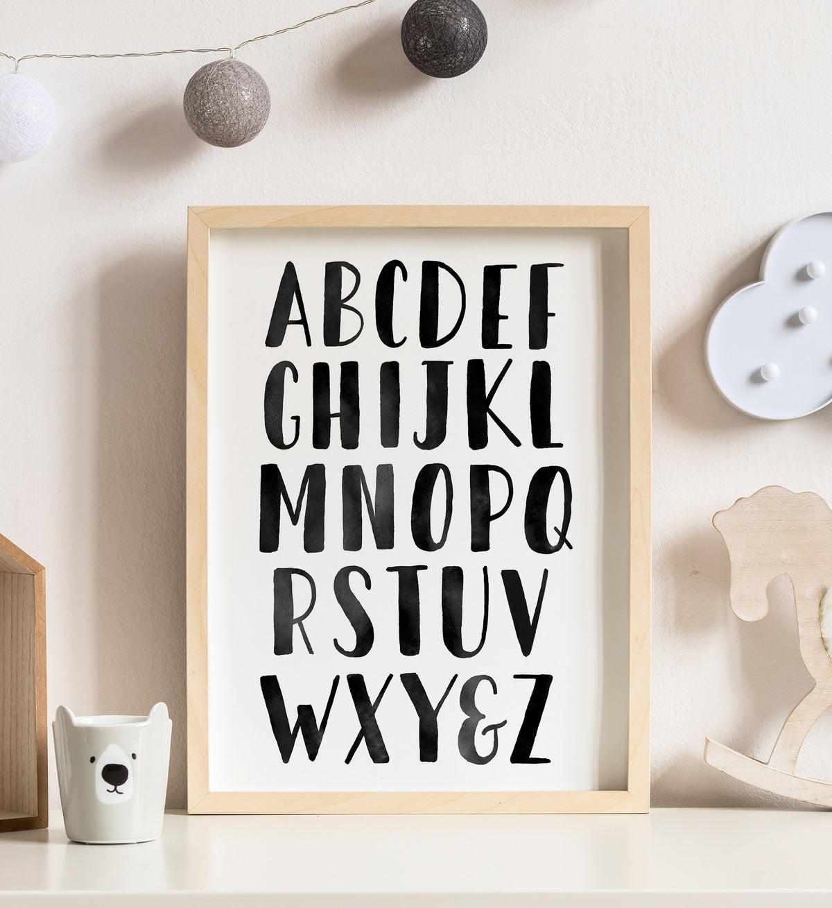 Alphabet and Numbers Set of 2 Prints - Black