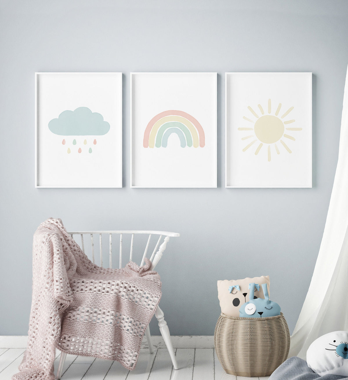 Rainbow, Cloud, and Sun Set of 3 Prints - LPCP