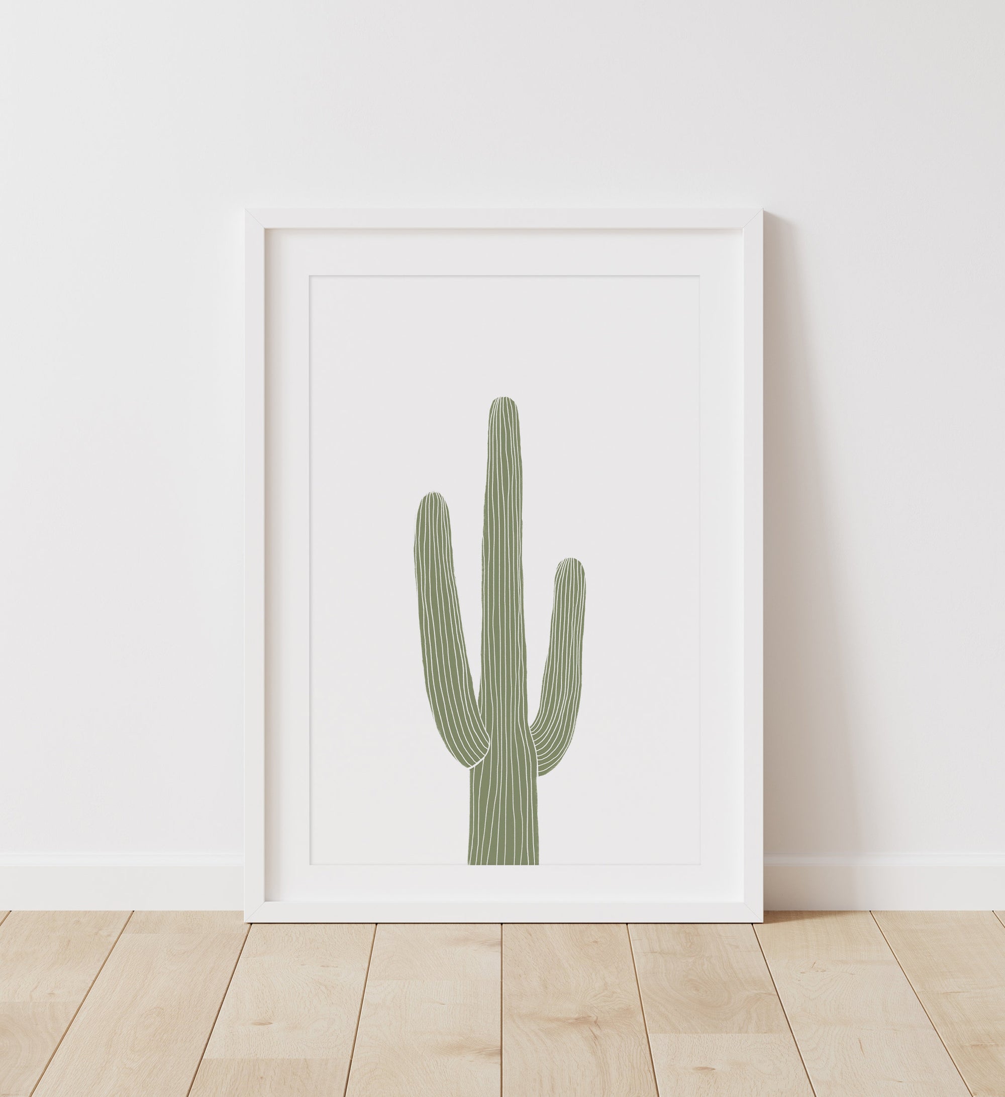 Minimal Saguaro Cactus Print - Green